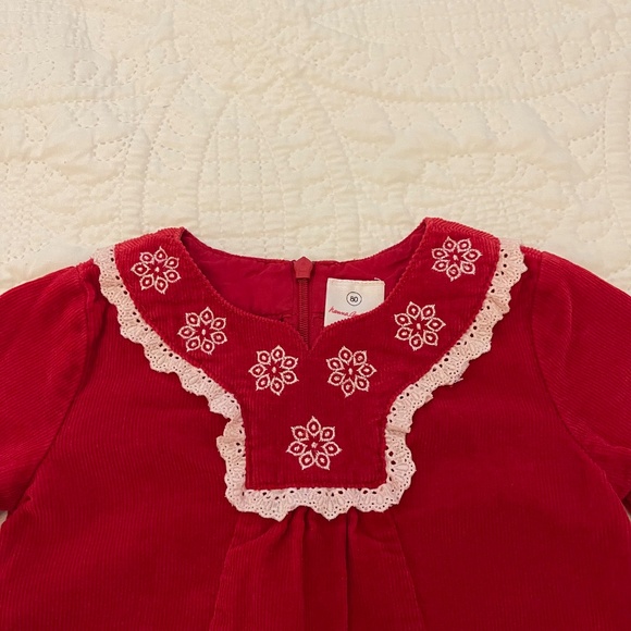 Hanna Andersson Corduroy Red Dress Snow Flake 100 - Picture 2 of 12
